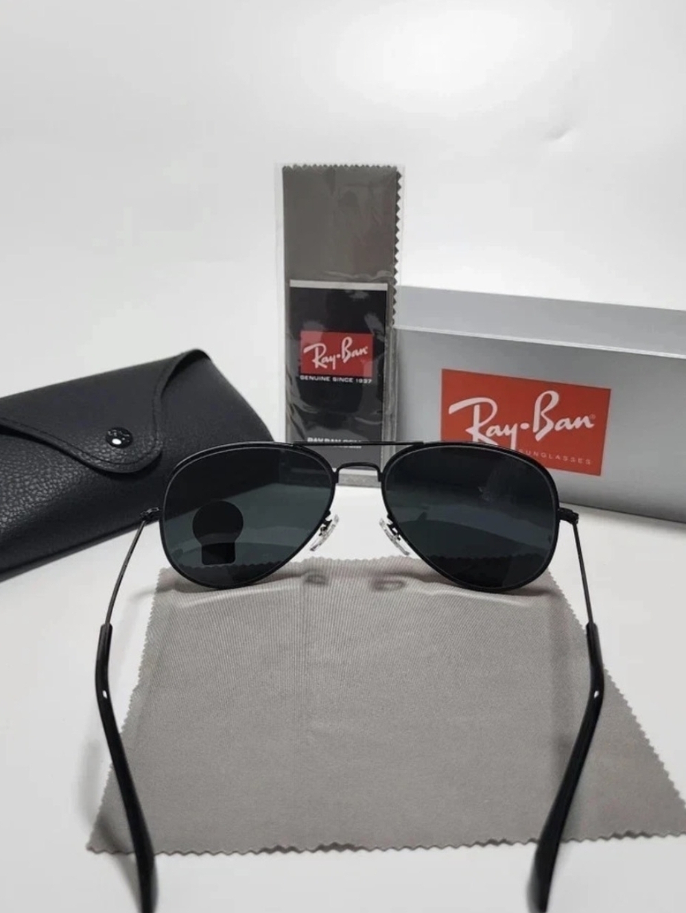 New Damaged Box 62mm Ray-Ban Aviator Black Frames G-15 Lens RB3026 - Picture 4 of 4